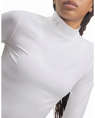 Under Armour ColdGear Mock Long Sleeve dam t-shirt med lång ärm, vit