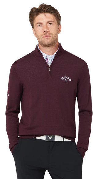 Callaway 1/4 Blended Merino herr tröja, italian plum
