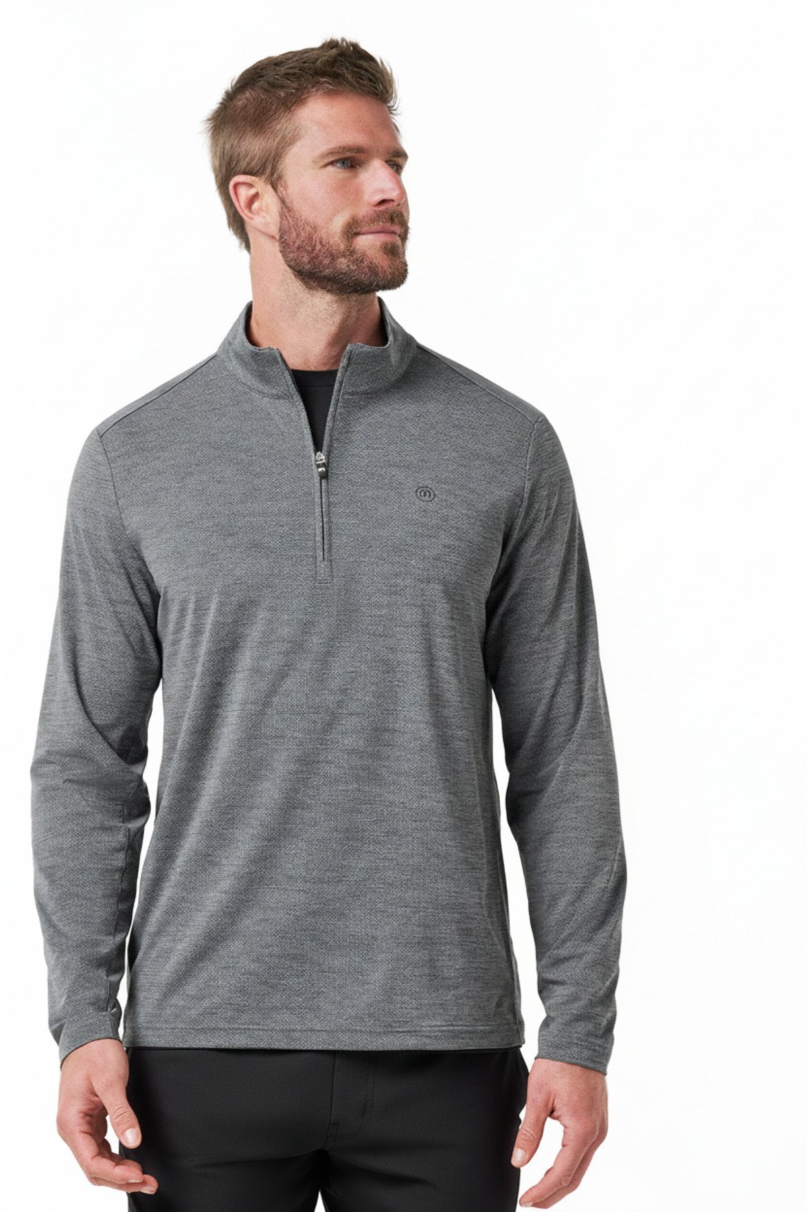 Travis Mathew Heater Pro 1/4Zip herr sweatshirt, heather grey