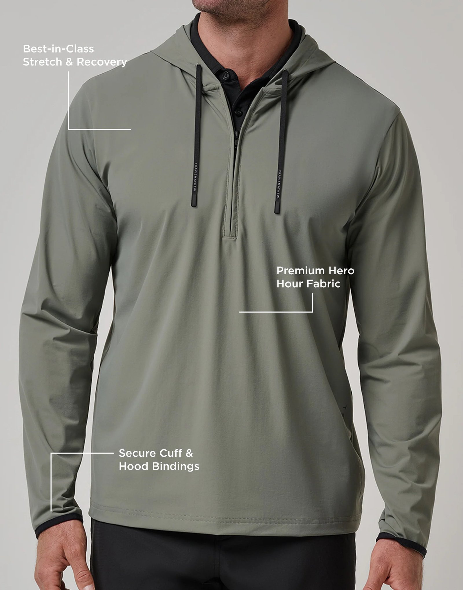 Travis Mathew Hero Hour Tech herr hoodie, dark olive