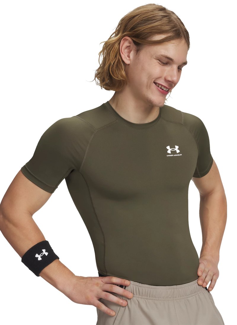 Under Armour HeatGear herr kompressionströja, marine OD green/vit