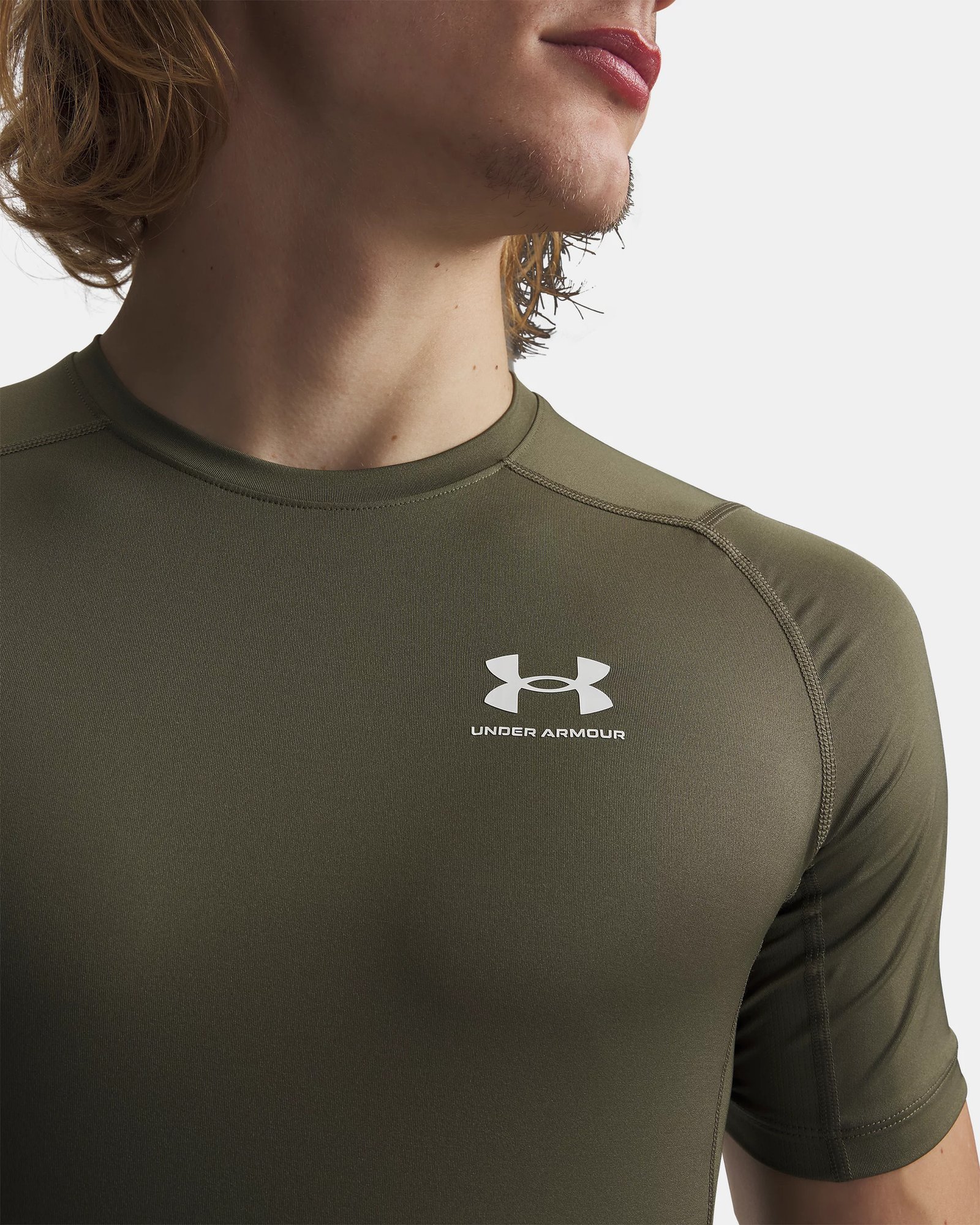 Under Armour HeatGear herr kompressionströja, marine OD green/vit