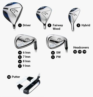 Callaway XT 26 11PC junior golfset, stål/grafit, blå/vit