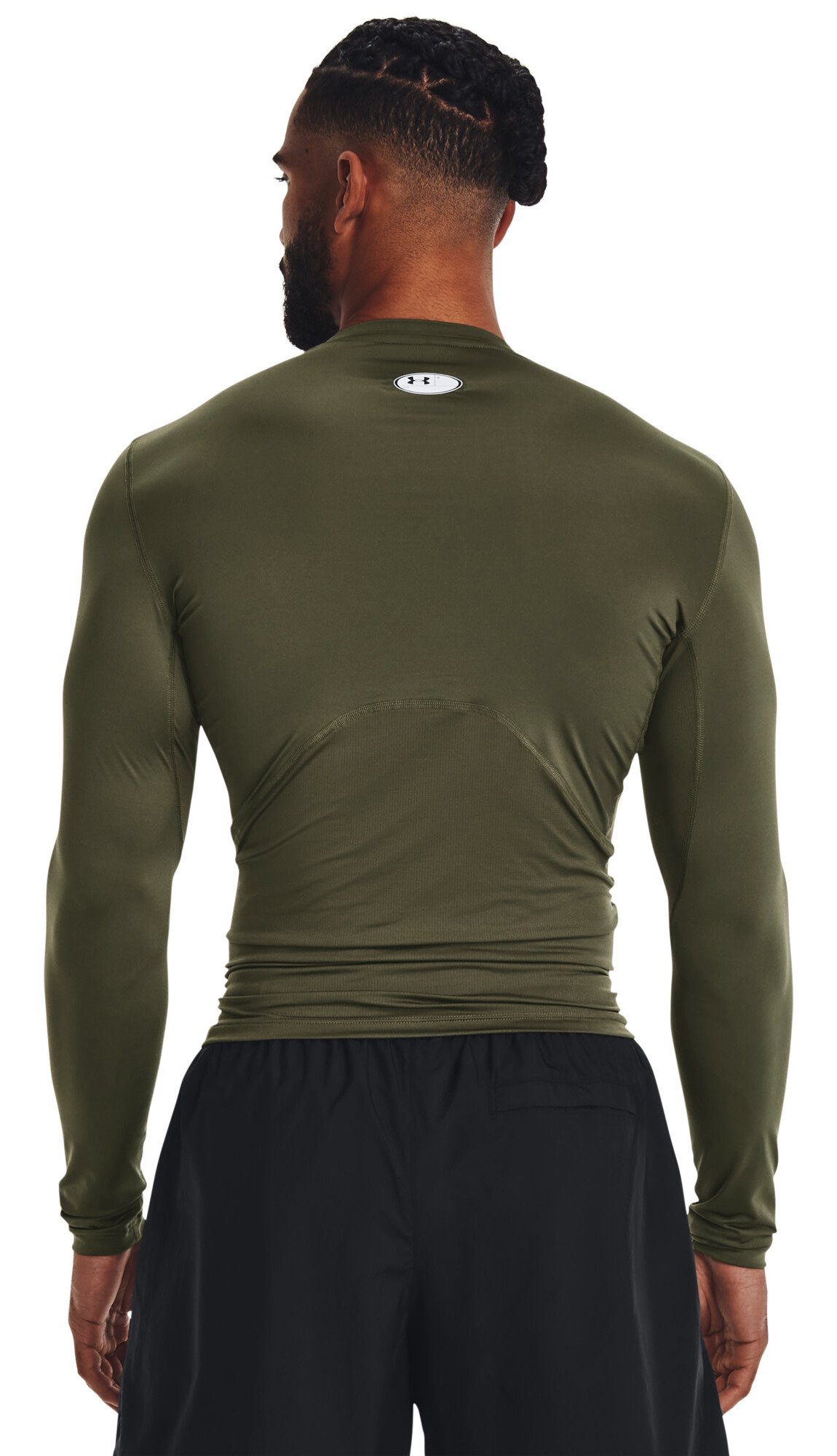 Under Armour HeatGear herr kompressionsträja lång ärm, marine OD green/vit