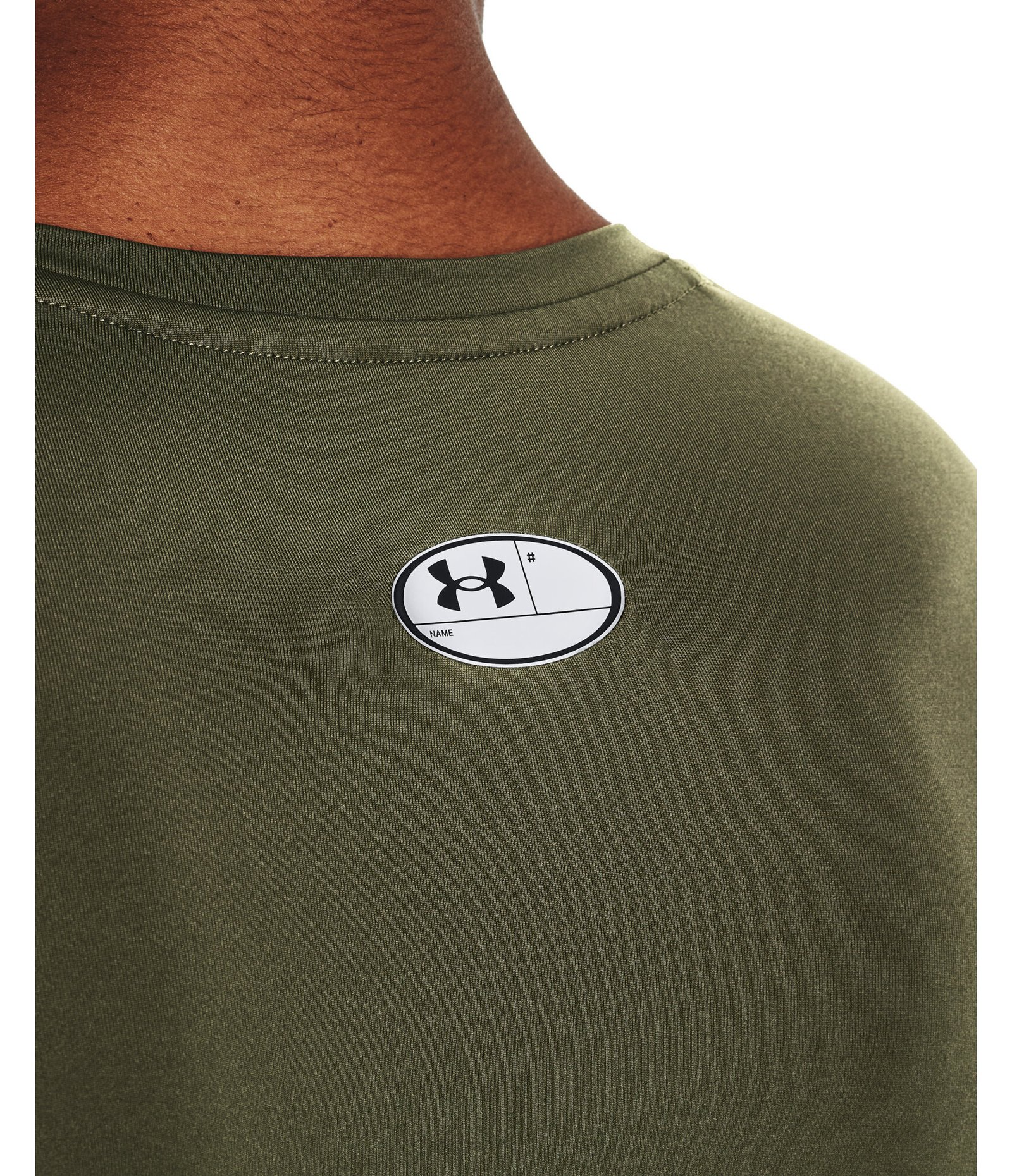 Under Armour HeatGear herr kompressionsträja lång ärm, marine OD green/vit
