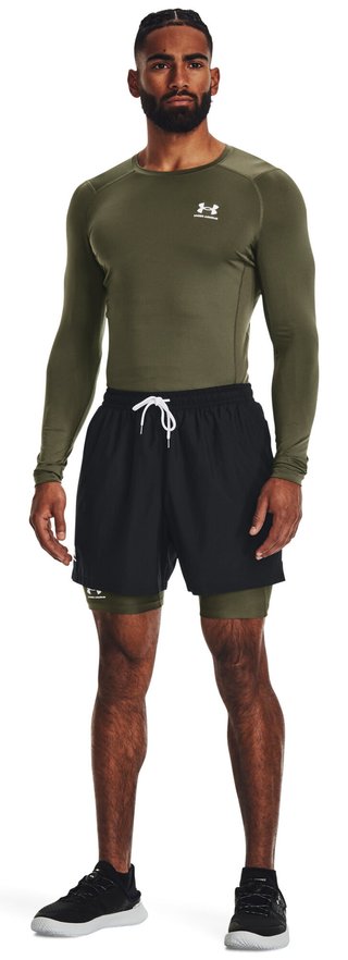 Under Armour HeatGear herr kompressionsträja lång ärm, marine OD green/vit