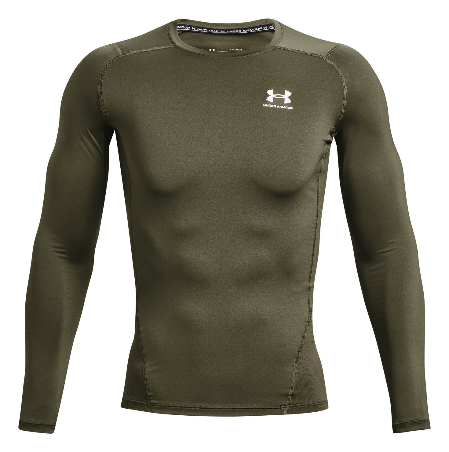 Under Armour HeatGear herr kompressionsträja lång ärm, marine OD green/vit