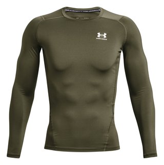 Under Armour HeatGear herr kompressionsträja lång ärm, marine OD green/vit