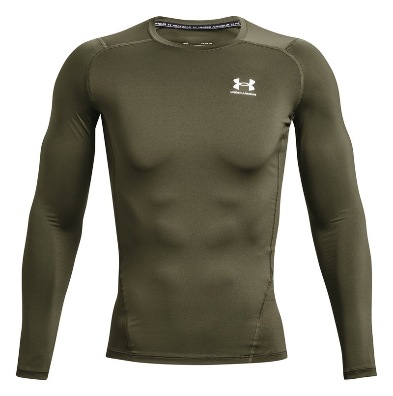 Under Armour HeatGear herr kompressionsträja lång ärm, marine OD green/vit