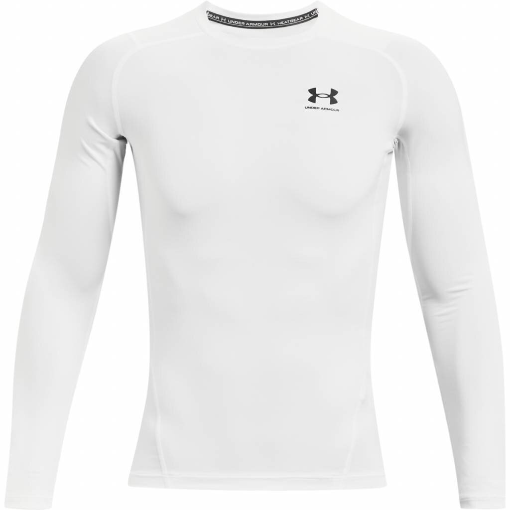 Under Armour HeatGear herr kompressionsshirt lång ärm, vit/svart