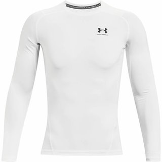 Under Armour HeatGear herr kompressionsshirt lång ärm, vit/svart