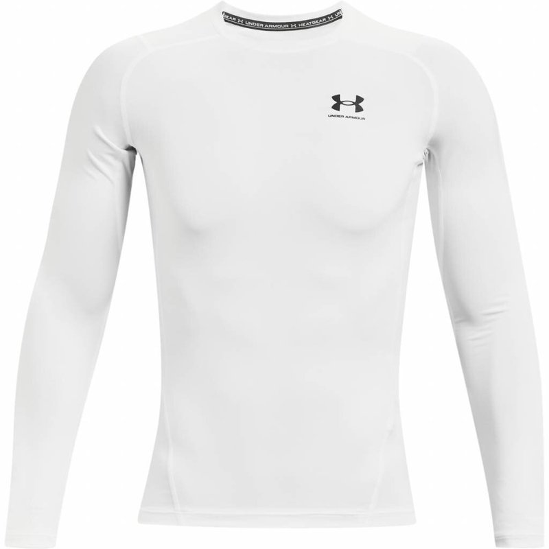 Under Armour HeatGear herr kompressionsshirt lång ärm, vit/svart