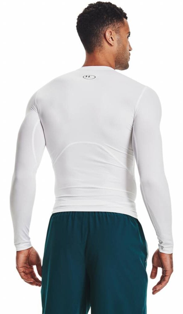 Under Armour HeatGear herr kompressionsshirt lång ärm, vit/svart