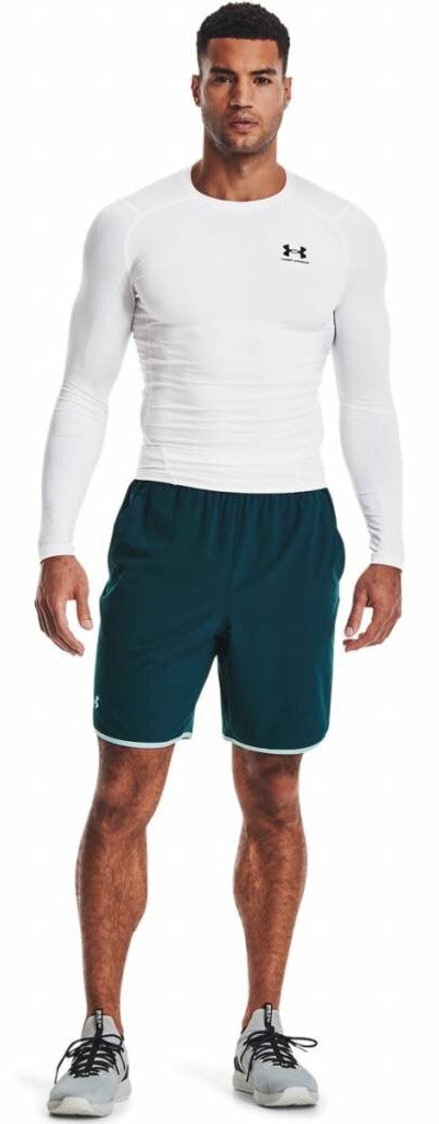 Under Armour HeatGear herr kompressionsshirt lång ärm, vit/svart