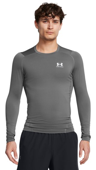 Under Armour HeatGear herr kompressionsshirt lång ärm, castlerock/vit