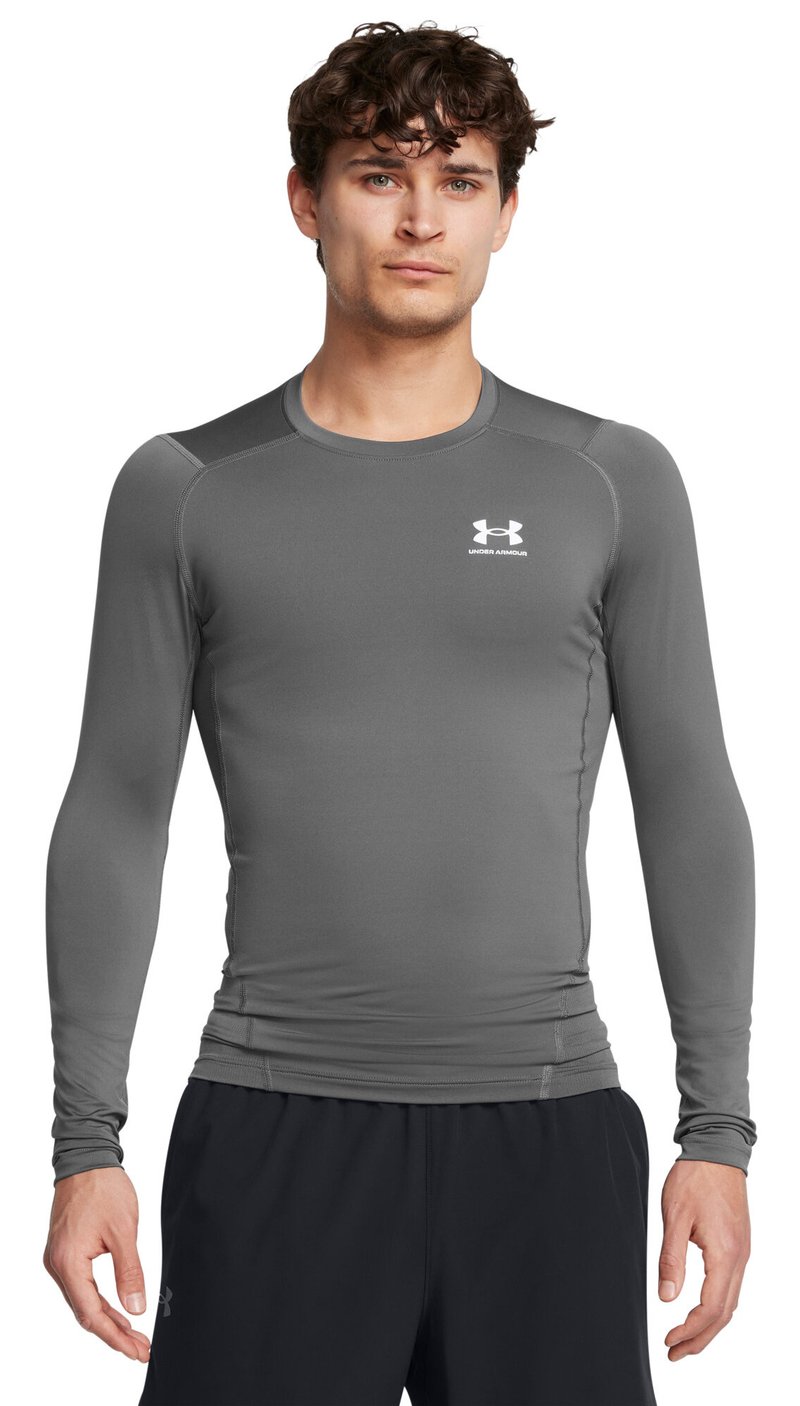 Under Armour HeatGear herr kompressionsshirt lång ärm, castlerock/vit