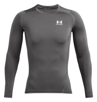 Under Armour HeatGear herr kompressionsshirt lång ärm, castlerock/vit