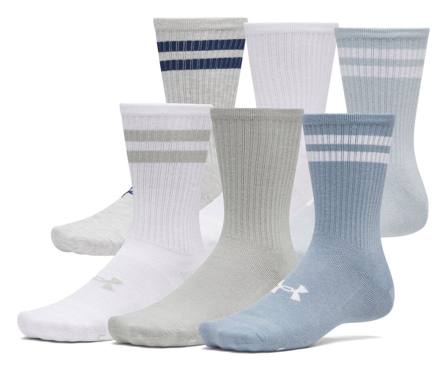 Under Armour Essential Crew unisex strumpor (6 pack), blue fog/blue wind/vit
