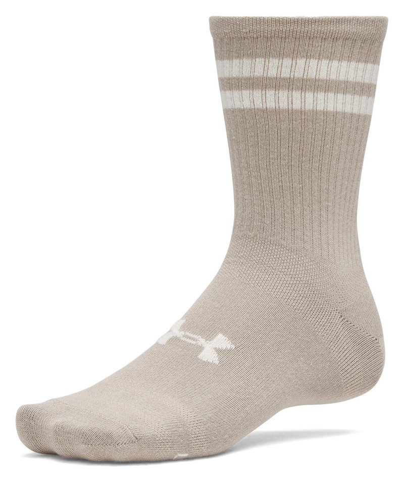 Under Armour Essential Crew unisex strumpor (6 pack), timberwolf taupe/vit/stone
