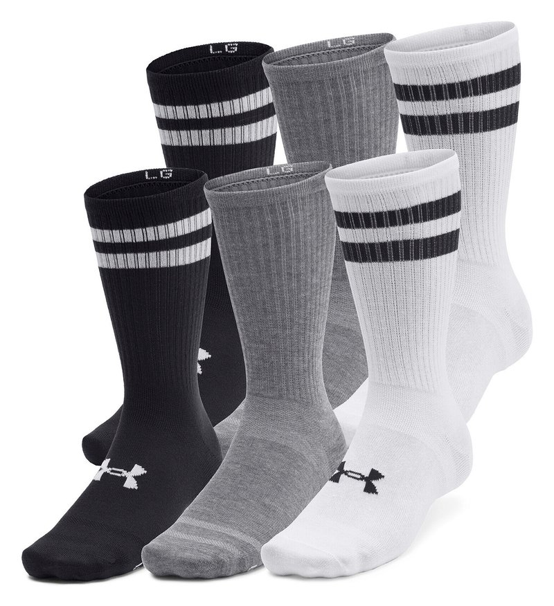 Under Armour Essential Crew unisex strumpor (6 pack), vit/svart