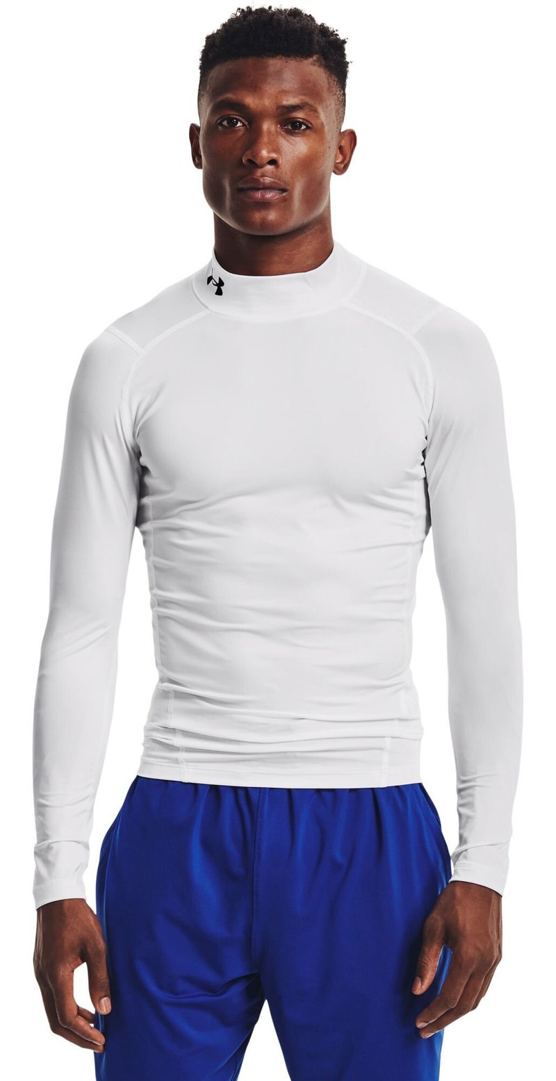 Under Armour HeatGear Comp Mock herr kompressionsträja lång ärm, vit/svart