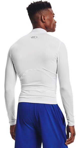 Under Armour HeatGear Comp Mock herr kompressionsträja lång ärm, vit/svart