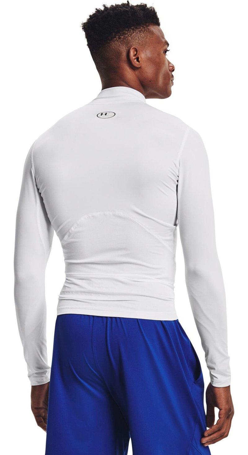 Under Armour HeatGear Comp Mock herr kompressionsträja lång ärm, vit/svart