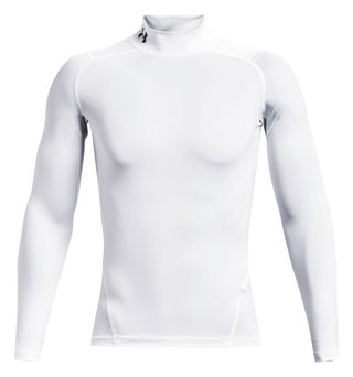 Under Armour HeatGear Comp Mock herr kompressionsträja lång ärm, vit/svart