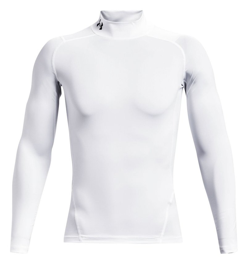 Under Armour HeatGear Comp Mock herr kompressionsträja lång ärm, vit/svart