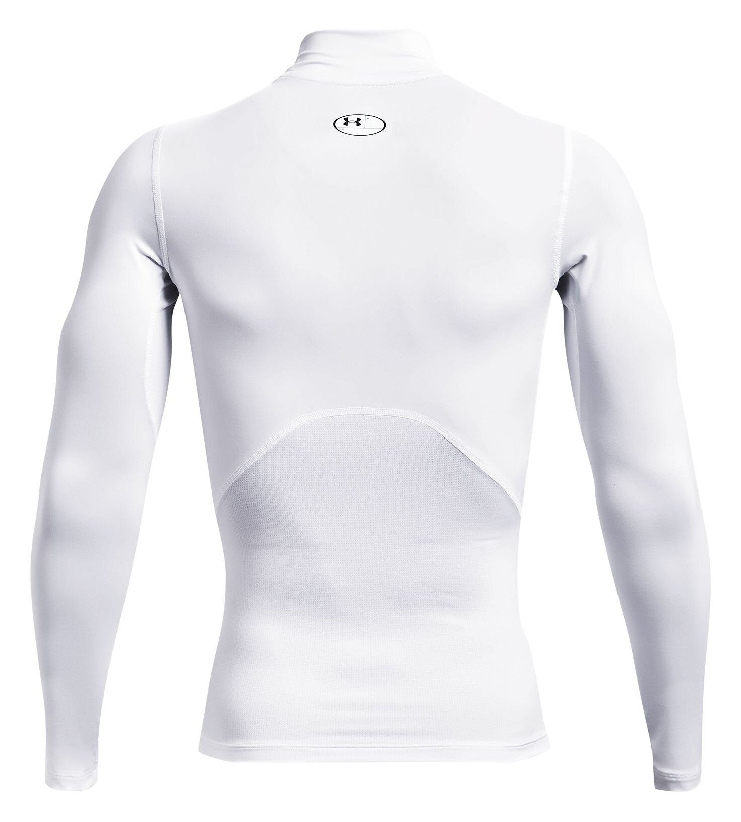 Under Armour HeatGear Comp Mock herr kompressionsträja lång ärm, vit/svart