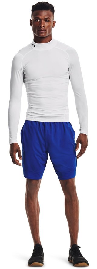 Under Armour HeatGear Comp Mock herr kompressionsträja lång ärm, vit/svart
