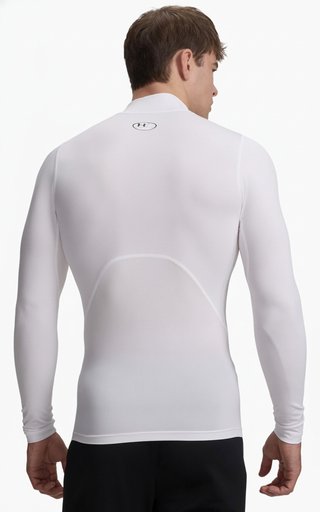 Under Armour HeatGear Comp Mock herr kompressionsträja lång ärm, vit/svart