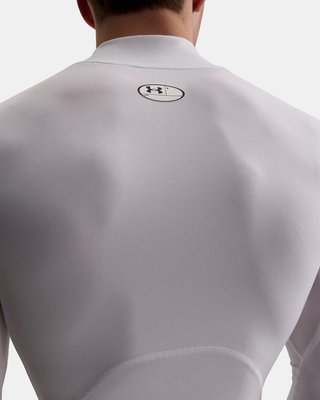 Under Armour HeatGear Comp Mock herr kompressionsträja lång ärm, vit/svart