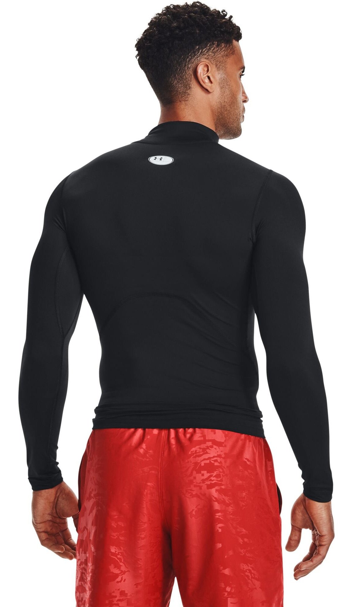 Under Armour HeatGear Comp Mock herr kompressionsträja med lång ärm, svart/vit
