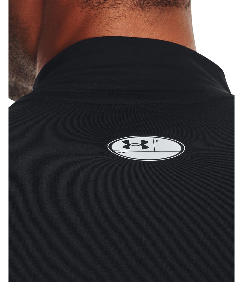 Under Armour HeatGear Comp Mock herr kompressionsträja med lång ärm, svart/vit