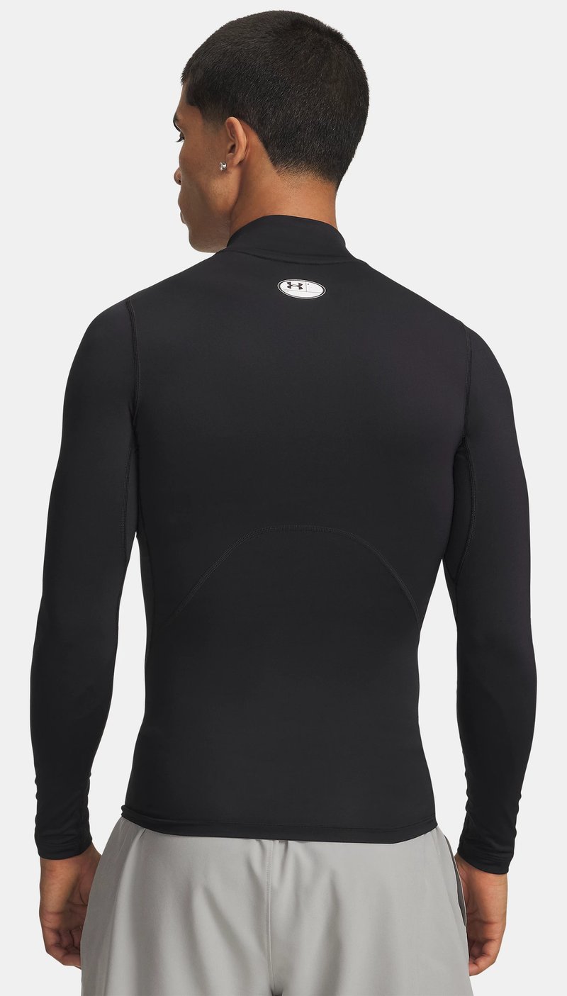 Under Armour HeatGear Comp Mock herr kompressionsträja med lång ärm, svart/vit