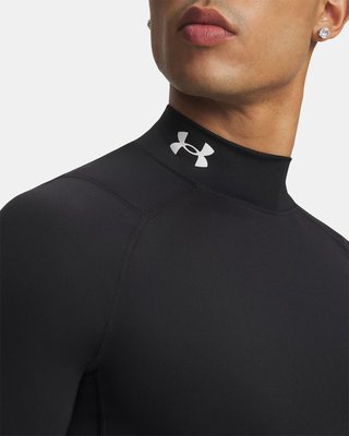 Under Armour HeatGear Comp Mock herr kompressionsträja med lång ärm, svart/vit