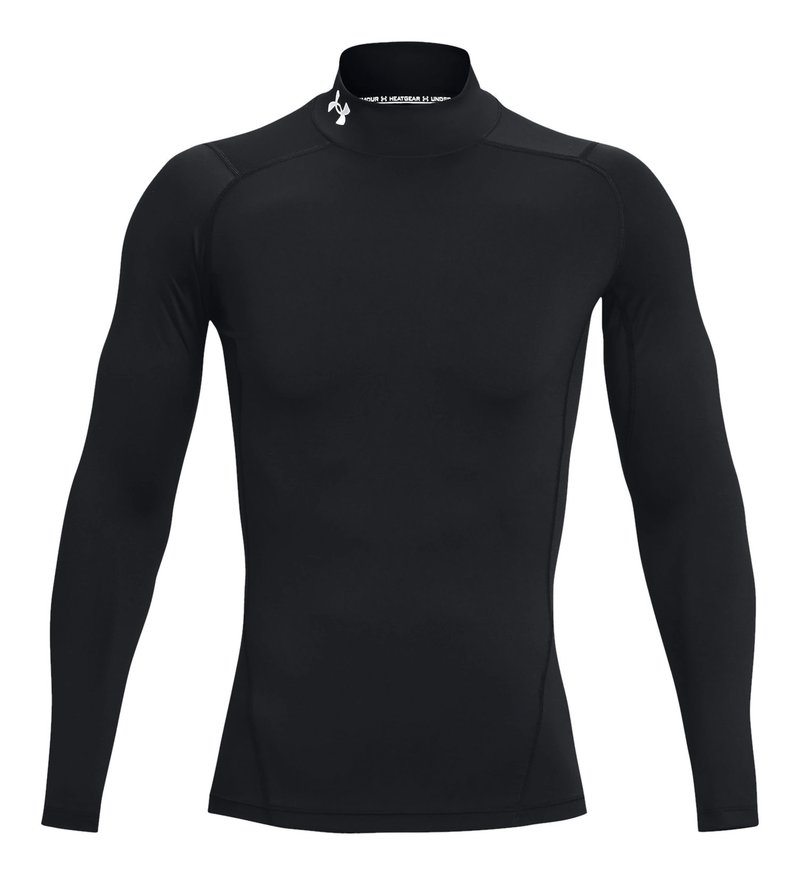 Under Armour HeatGear Comp Mock herr kompressionsträja med lång ärm, svart/vit