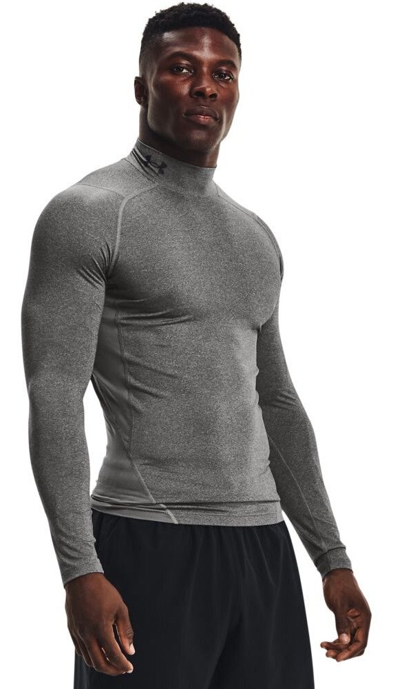 Under Armour HeatGear Comp Mock herr kompressionsträja lång ärm, carbon heather/svart
