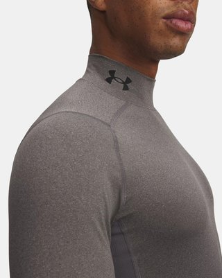 Under Armour HeatGear Comp Mock herr kompressionsträja lång ärm, carbon heather/svart