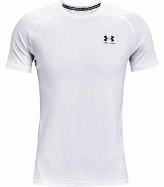 Under Armour HG Fitted SS herr t-shirt, vit/svart