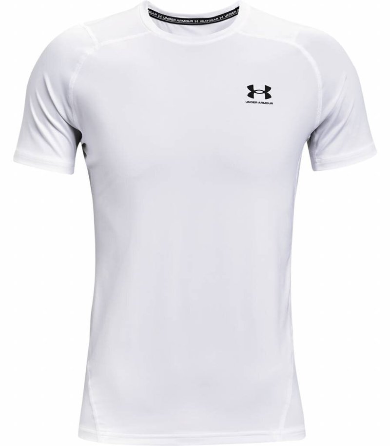 Under Armour HG Fitted SS herr t-shirt, vit/svart