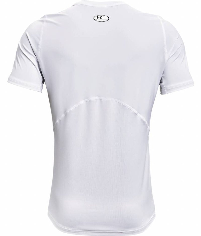 Under Armour HG Fitted SS herr t-shirt, vit/svart