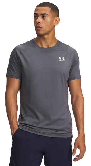 Under Armour HeatGear Fitted S herr t-shirt, castlerock/vit