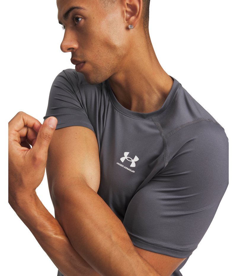 Under Armour HeatGear Fitted S herr t-shirt, castlerock/vit