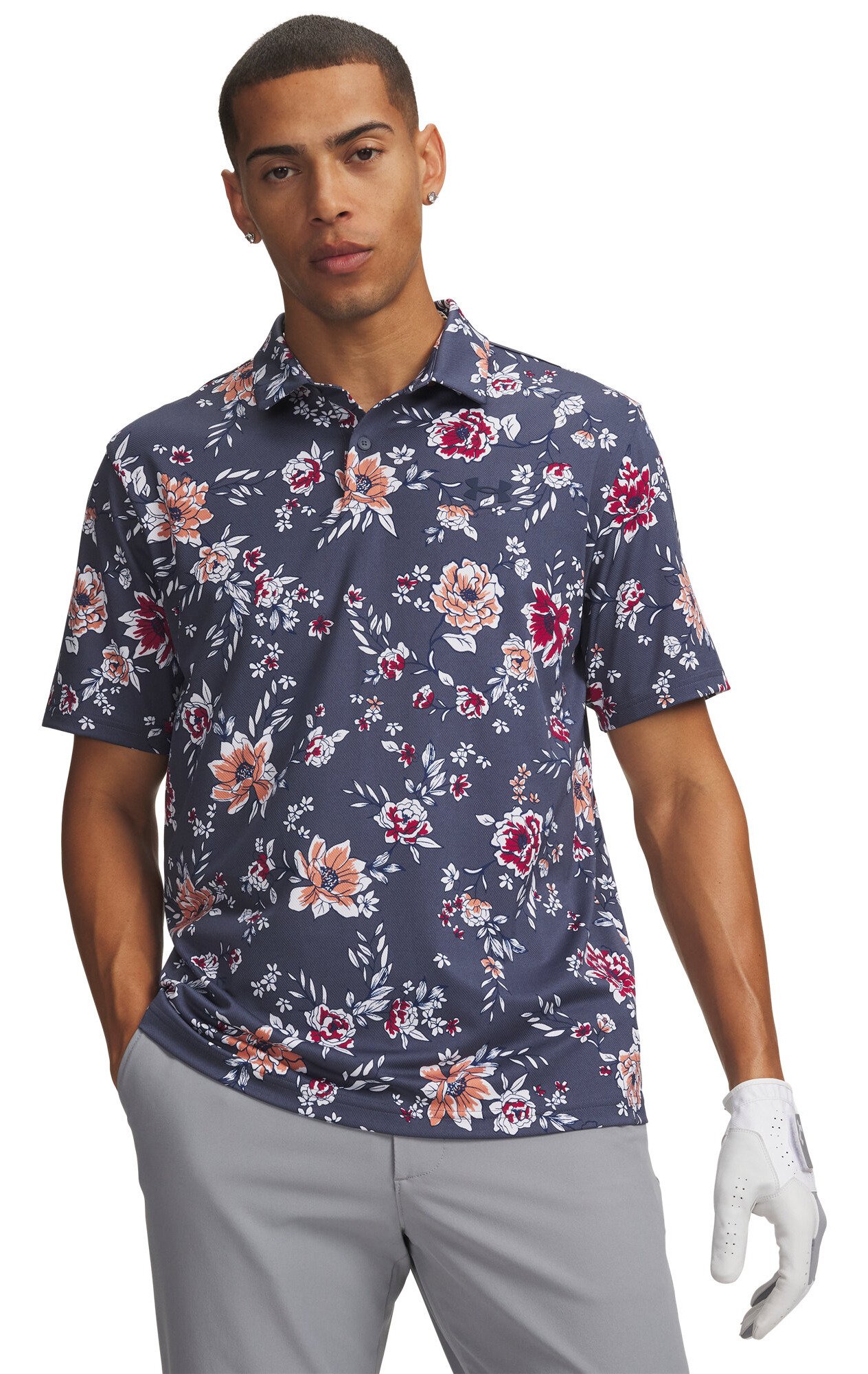 Under Armour Matchplay Printed herr polo, downpour gray