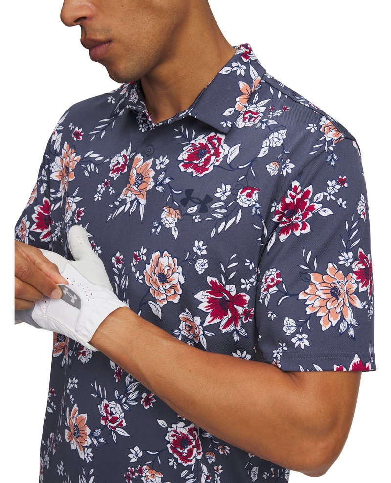 Under Armour Matchplay Printed herr polo, downpour gray