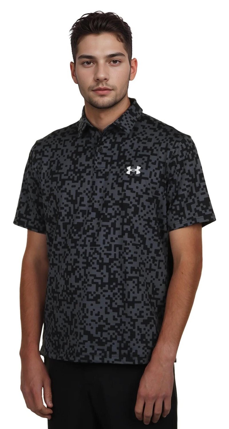 Under Armour T2G Printed herr polo, svart/castlerock