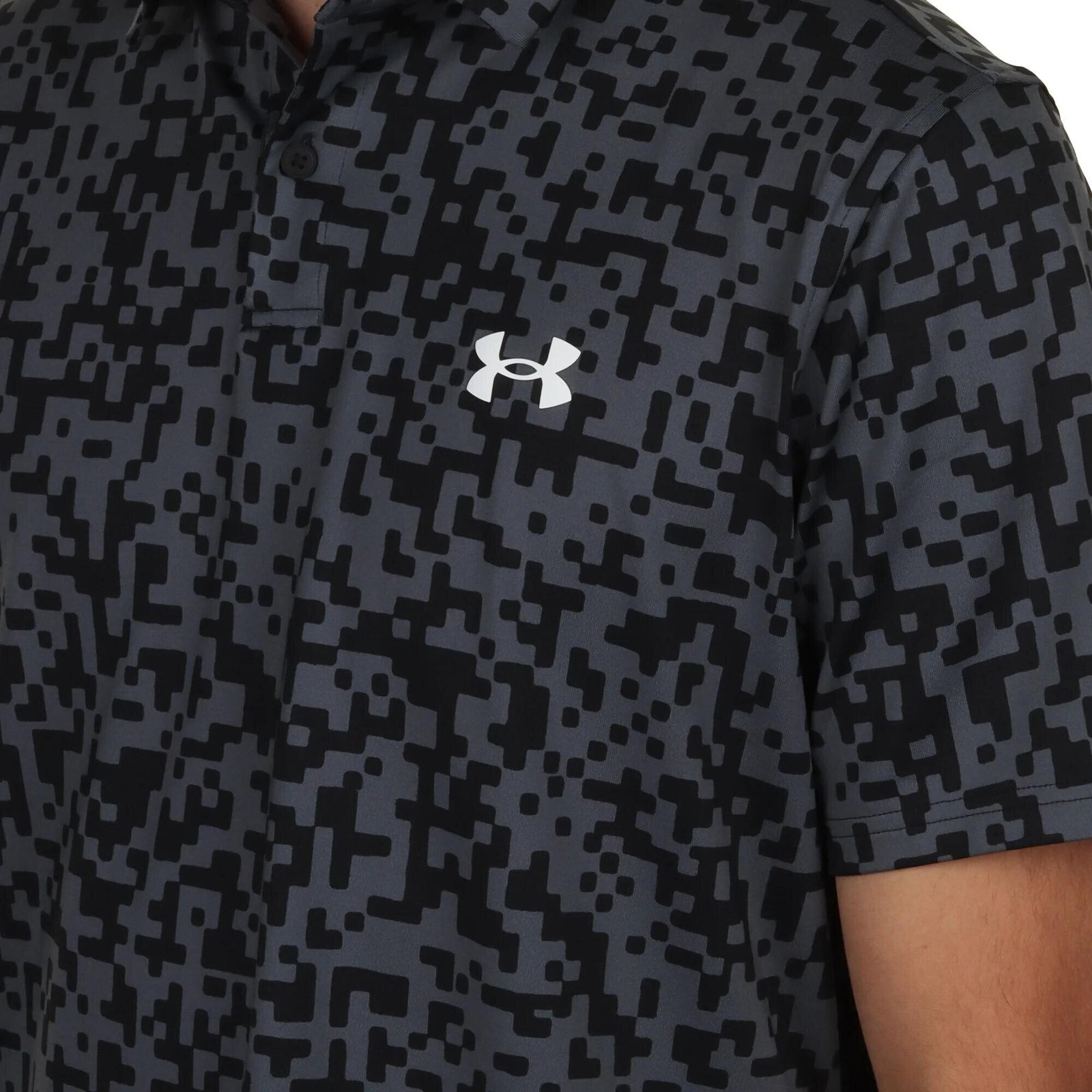 Under Armour T2G Printed herr polo, svart/castlerock