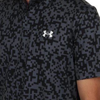 Under Armour T2G Printed herr polo, svart/castlerock